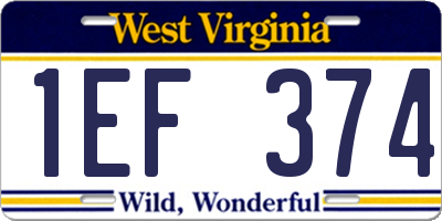 WV license plate 1EF374