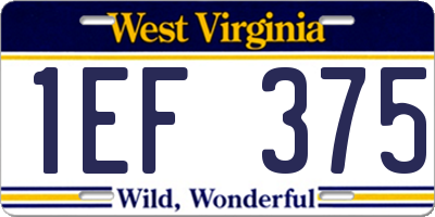 WV license plate 1EF375