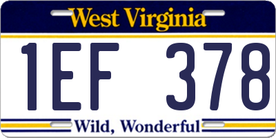 WV license plate 1EF378