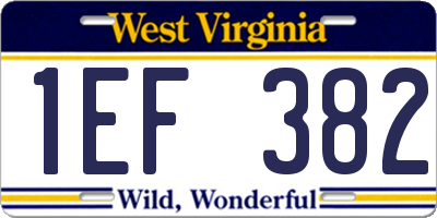 WV license plate 1EF382