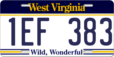 WV license plate 1EF383