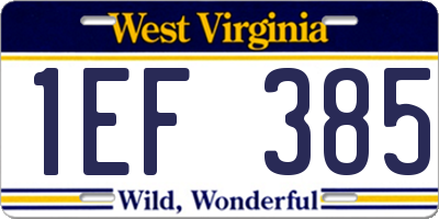WV license plate 1EF385