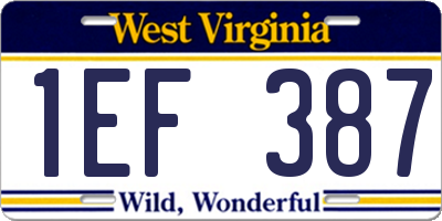 WV license plate 1EF387