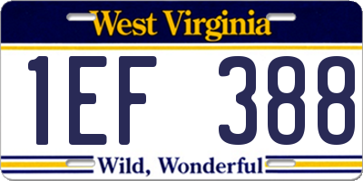 WV license plate 1EF388