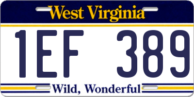 WV license plate 1EF389