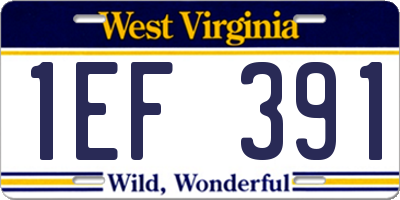 WV license plate 1EF391