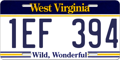 WV license plate 1EF394