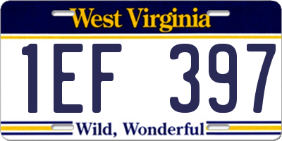 WV license plate 1EF397
