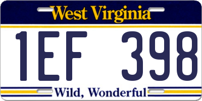 WV license plate 1EF398
