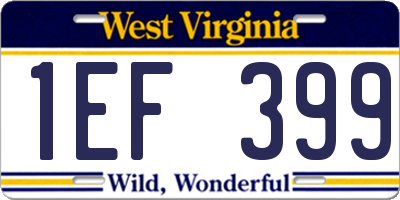 WV license plate 1EF399