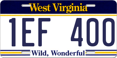 WV license plate 1EF400