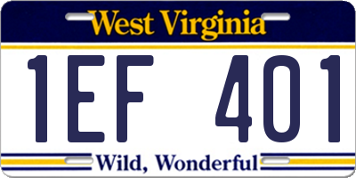 WV license plate 1EF401
