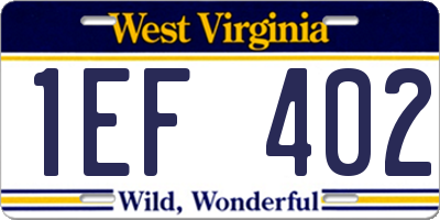 WV license plate 1EF402