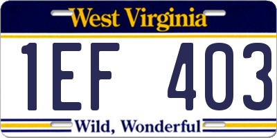 WV license plate 1EF403