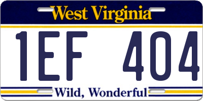 WV license plate 1EF404