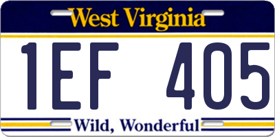 WV license plate 1EF405