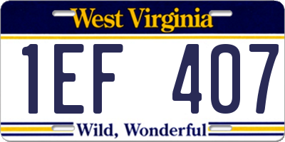 WV license plate 1EF407