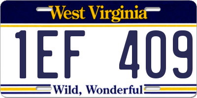 WV license plate 1EF409