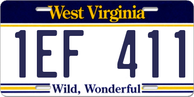 WV license plate 1EF411