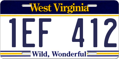 WV license plate 1EF412