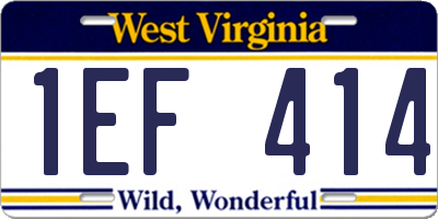 WV license plate 1EF414