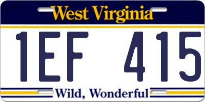WV license plate 1EF415