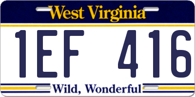 WV license plate 1EF416