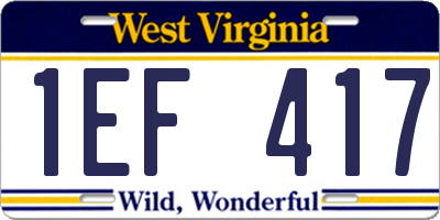 WV license plate 1EF417