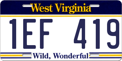 WV license plate 1EF419
