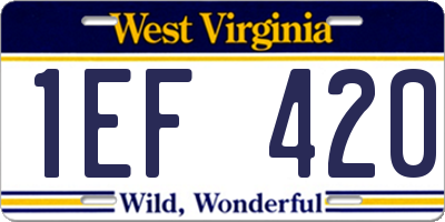 WV license plate 1EF420