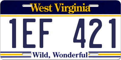 WV license plate 1EF421