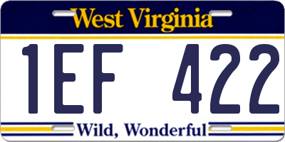 WV license plate 1EF422