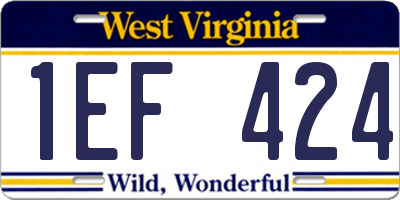 WV license plate 1EF424