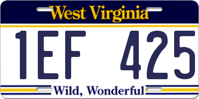 WV license plate 1EF425