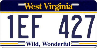 WV license plate 1EF427