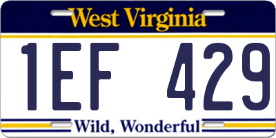 WV license plate 1EF429