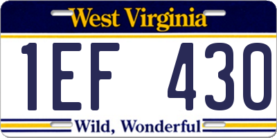 WV license plate 1EF430