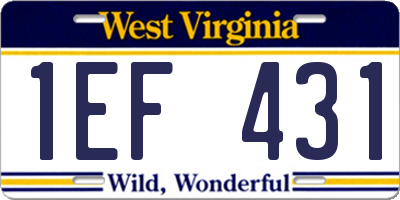 WV license plate 1EF431