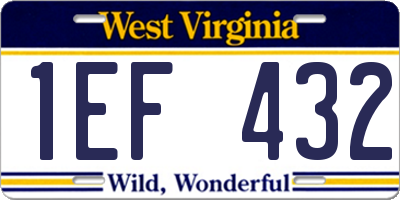 WV license plate 1EF432