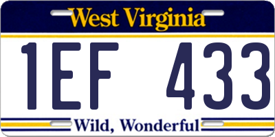 WV license plate 1EF433