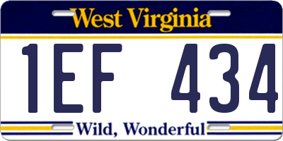 WV license plate 1EF434