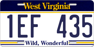 WV license plate 1EF435