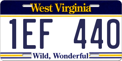WV license plate 1EF440