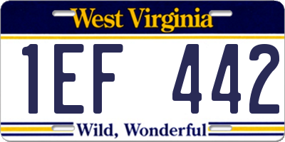 WV license plate 1EF442
