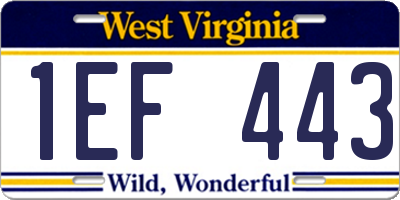 WV license plate 1EF443