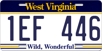 WV license plate 1EF446