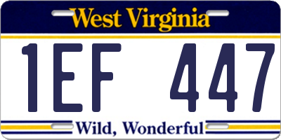 WV license plate 1EF447