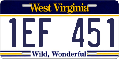 WV license plate 1EF451