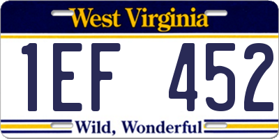 WV license plate 1EF452