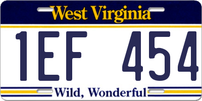 WV license plate 1EF454